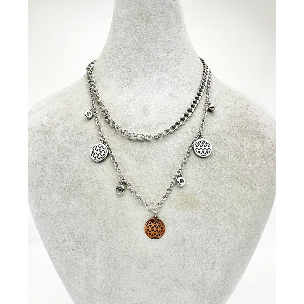 Gümüş İkili Figürlü Kolye